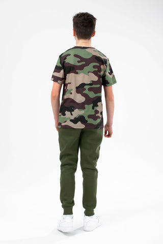 HYPE BOYS KHAKI CLASSIC CAMO SCRIPT TEE & JOGGER SET