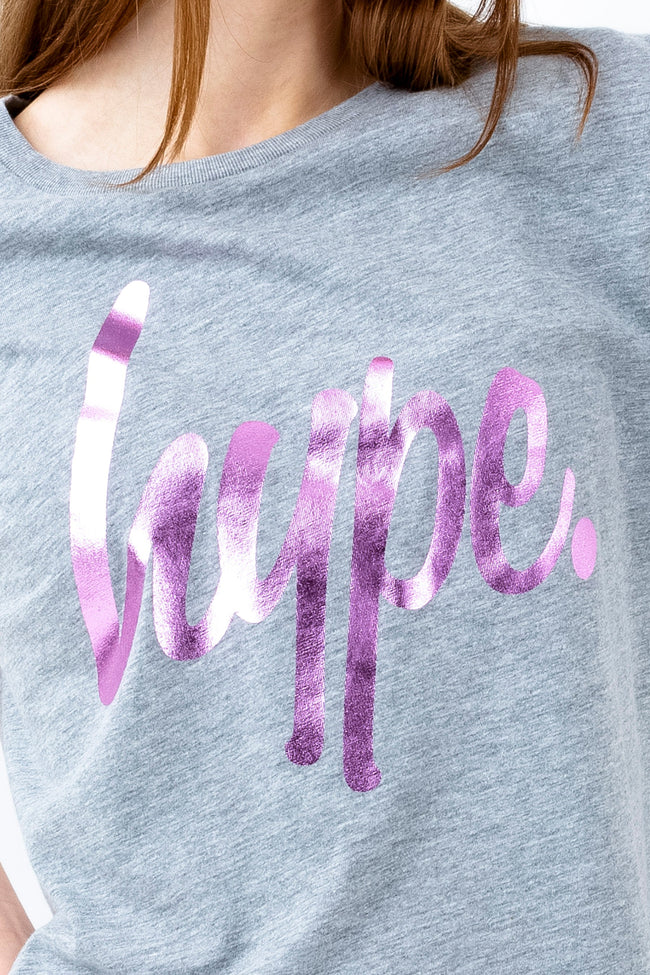 HYPE GIRLS GREY PRINCESS SCRIPT CROP T-SHIRT