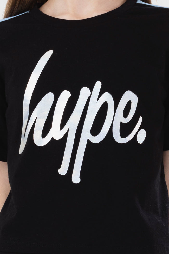 HYPE GIRLS BLACK FANTASY SCRIPT CROP T-SHIRT