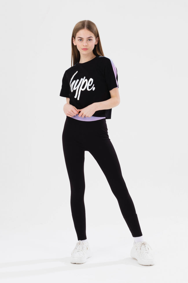 HYPE GIRLS BLACK FANTASY SCRIPT CROP T-SHIRT