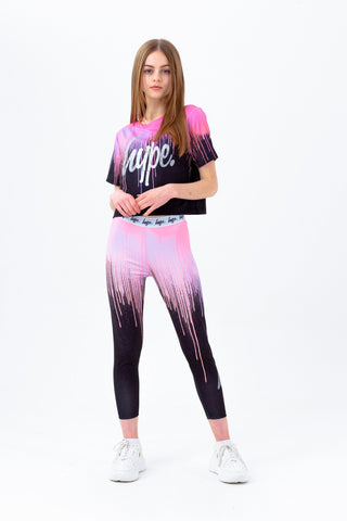 HYPE GIRLS PINK DRIPS SCRIPT CROP T-SHIRT