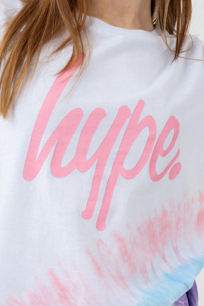 HYPE GIRLS WHITE BLUSH DYE SCRIPT T-SHIRT