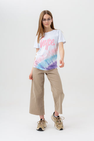 HYPE GIRLS WHITE BLUSH DYE SCRIPT T-SHIRT