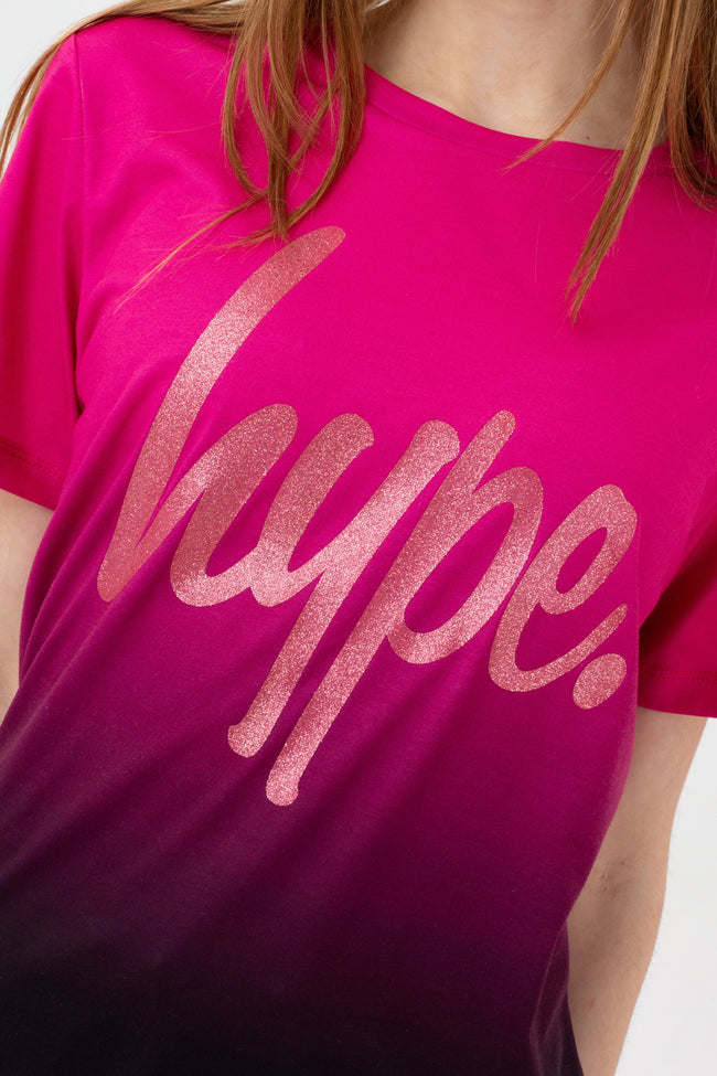 HYPE GIRLS BERRY FADE SCRIPT T-SHIRT