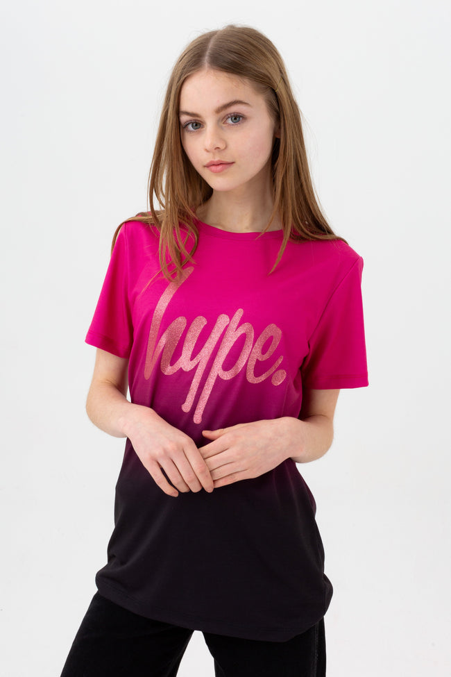 HYPE GIRLS BERRY FADE SCRIPT T-SHIRT