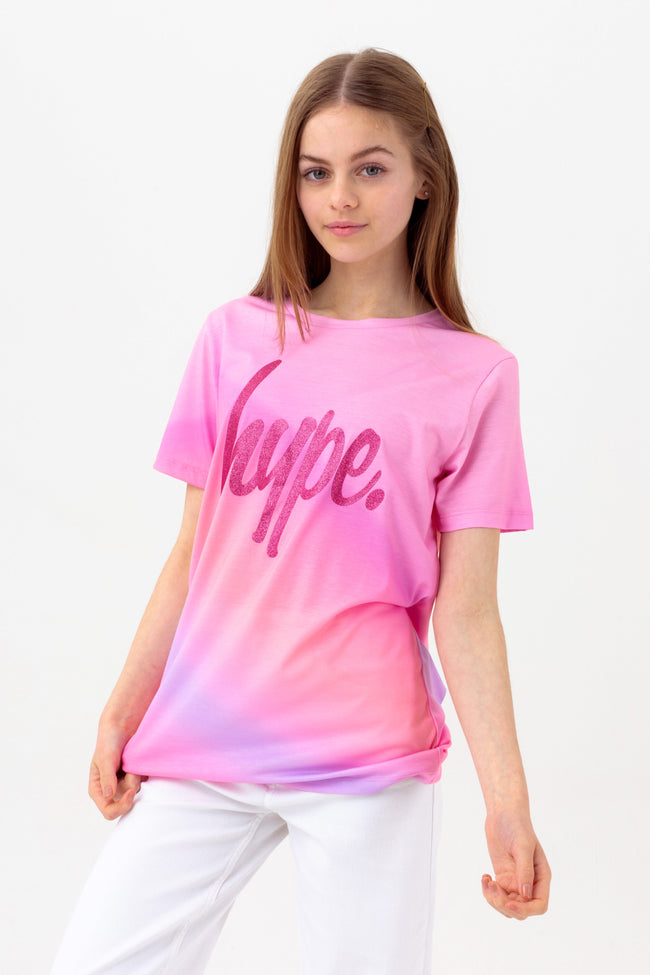 HYPE GIRLS PINK OMBRE SCRIPT T-SHIRT