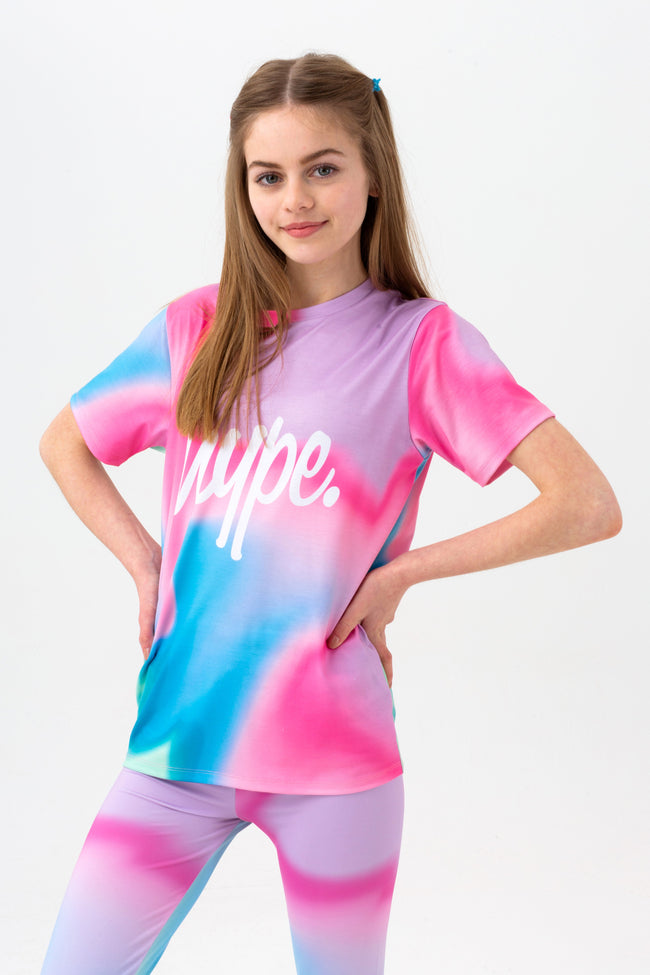 HYPE GIRLS PINK PASTEL WAVE SCRIPT T-SHIRT