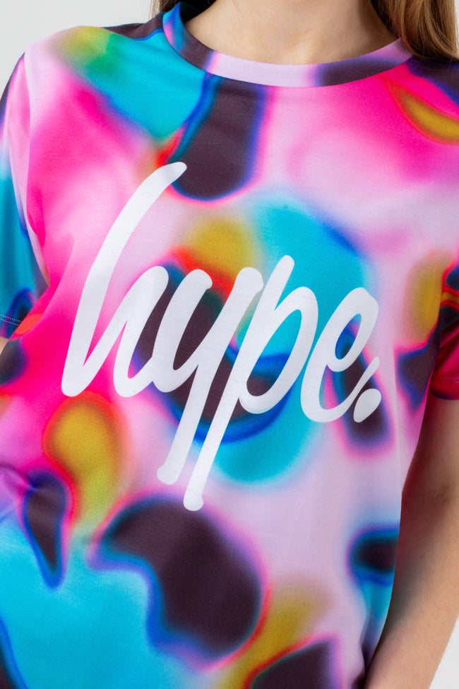 HYPE GIRLS PINK NEON SPOTS SCRIPT T-SHIRT