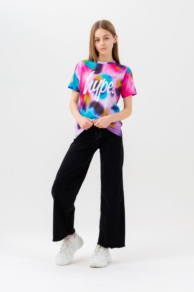 HYPE GIRLS PINK NEON SPOTS SCRIPT T-SHIRT