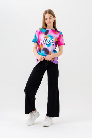 HYPE GIRLS PINK NEON SPOTS SCRIPT T-SHIRT