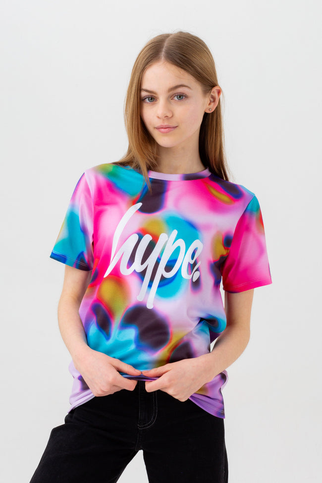 HYPE GIRLS PINK NEON SPOTS SCRIPT T-SHIRT