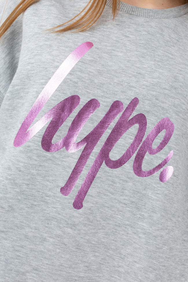 HYPE GIRLS GREY PRINCESS SCRIPT SWEAT DRESS