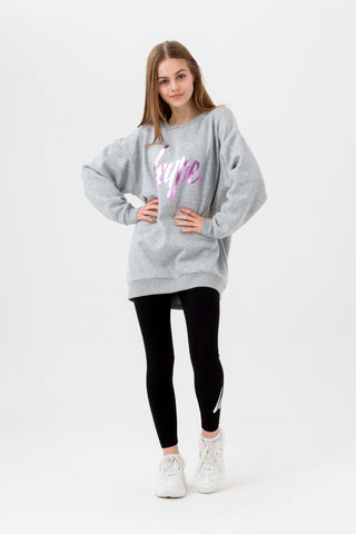 HYPE GIRLS GREY PRINCESS SCRIPT SWEAT DRESS