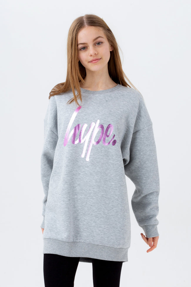 HYPE GIRLS GREY PRINCESS SCRIPT SWEAT DRESS