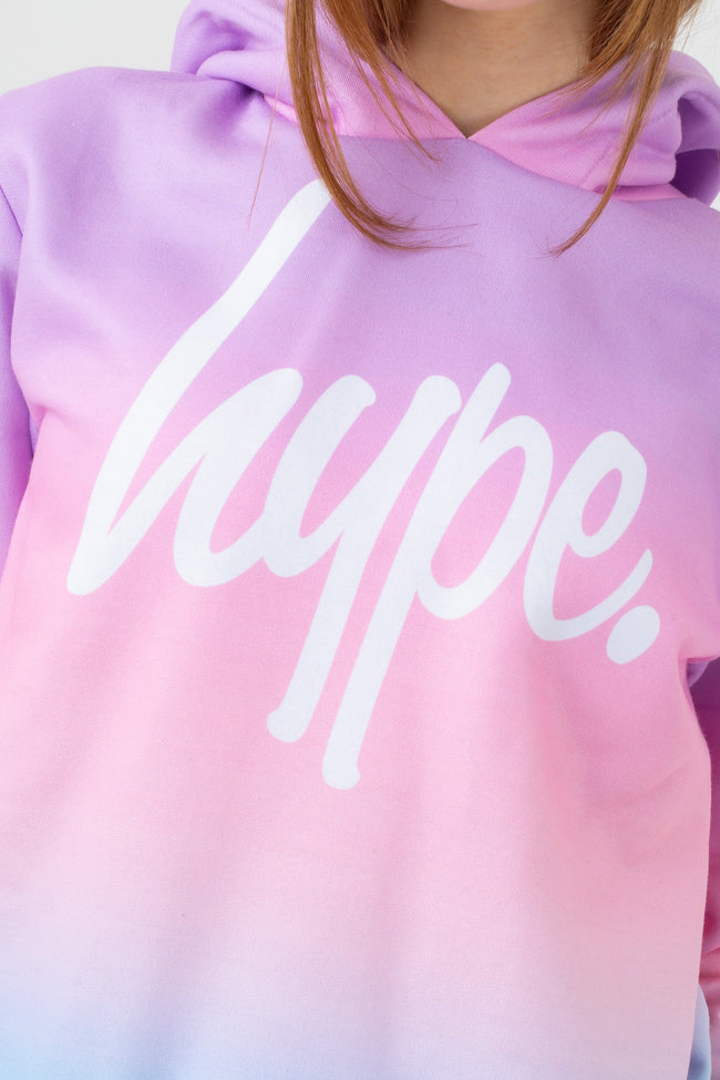 HYPE GIRLS MULTI MYKONOS FADE SCRIPT CROP HOODIE