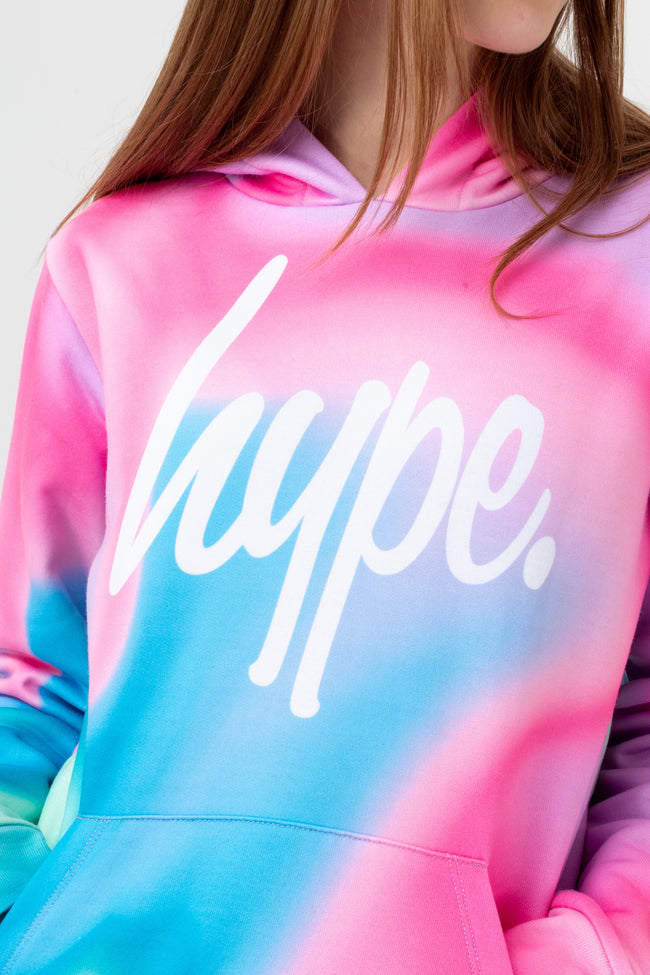 HYPE GIRLS PINK PASTEL WAVE SCRIPT HOODIE