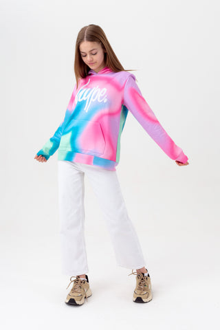 HYPE GIRLS PINK PASTEL WAVE SCRIPT HOODIE