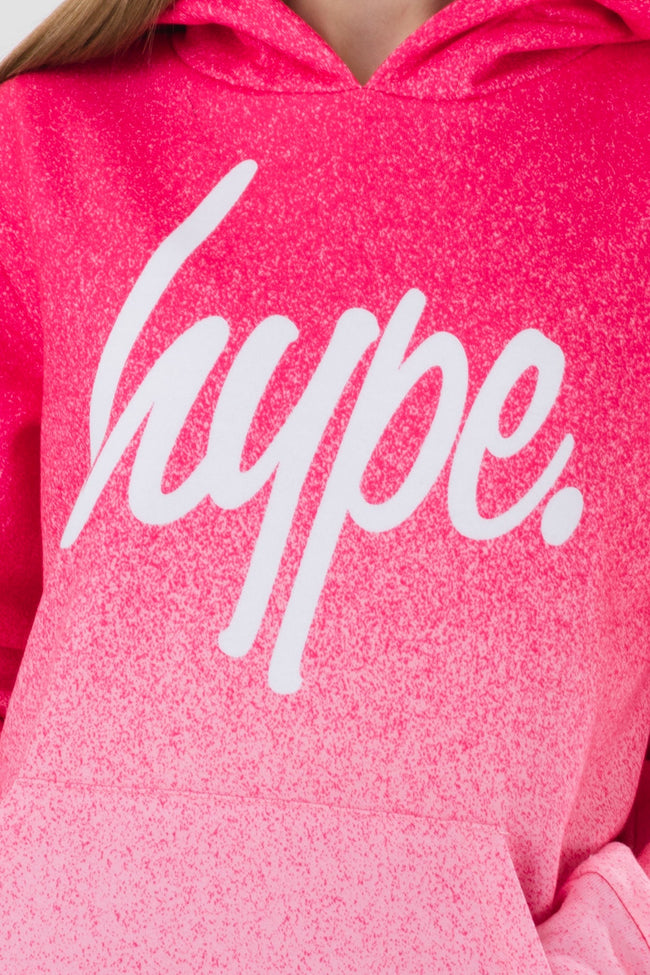 HYPE GIRLS PINK SPECKLE FADE SCRIPT HOODIE