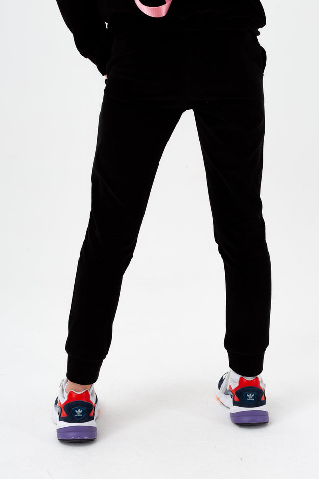 HYPE GIRLS BLACK VELOUR ZIP THROUGH JOGGERS