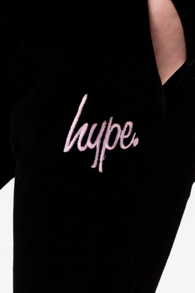 HYPE GIRLS BLACK VELOUR ZIP THROUGH JOGGERS