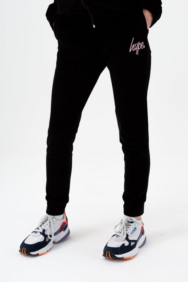 HYPE GIRLS BLACK VELOUR ZIP THROUGH JOGGERS