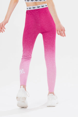 HYPE GIRLS PINK SPECKLE FADE SCRIPT LEGGINGS