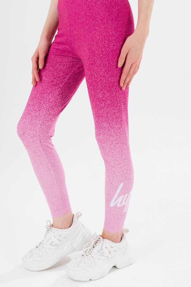 HYPE GIRLS PINK SPECKLE FADE SCRIPT LEGGINGS