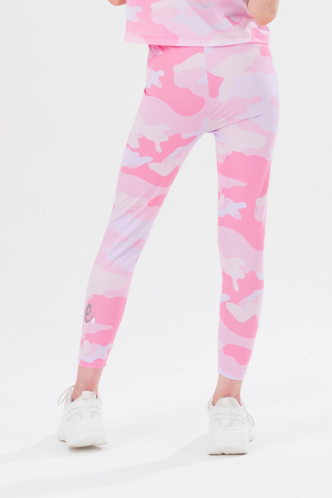 HYPE GIRLS PINK CAMO SCRIPT LEGGINGS