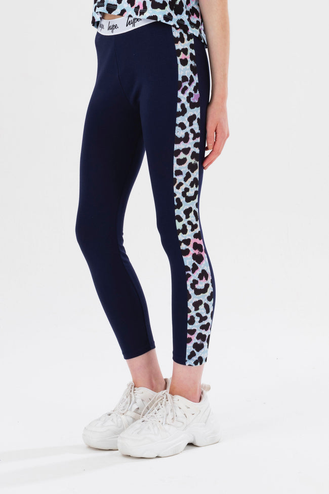 HYPE GIRLS NAVY ICE LEOPARD LEGGINGS