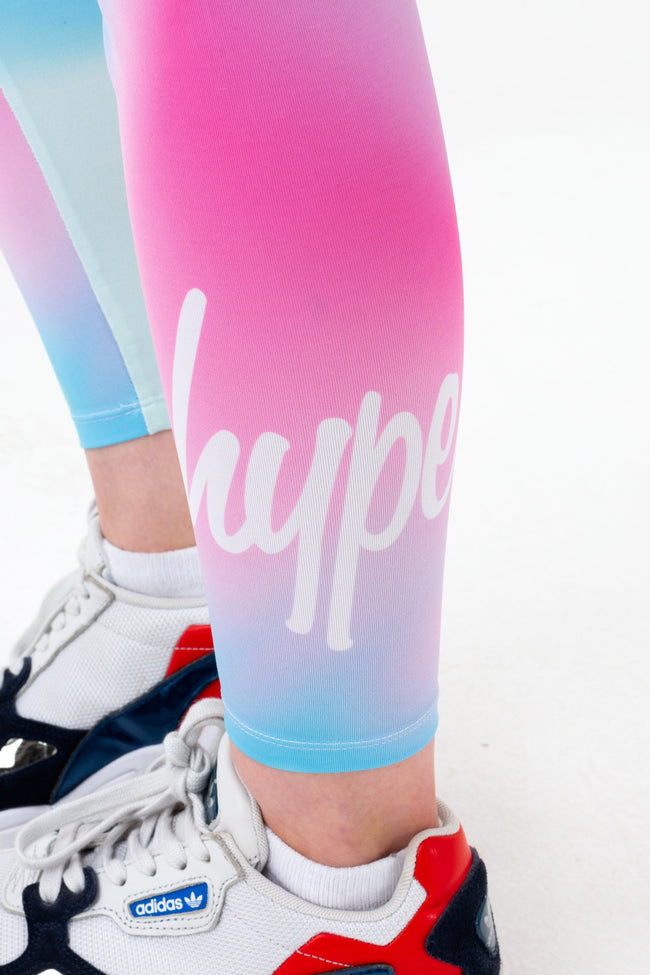 HYPE GIRLS PINK PASTEL WAVE SCRIPT LEGGINGS