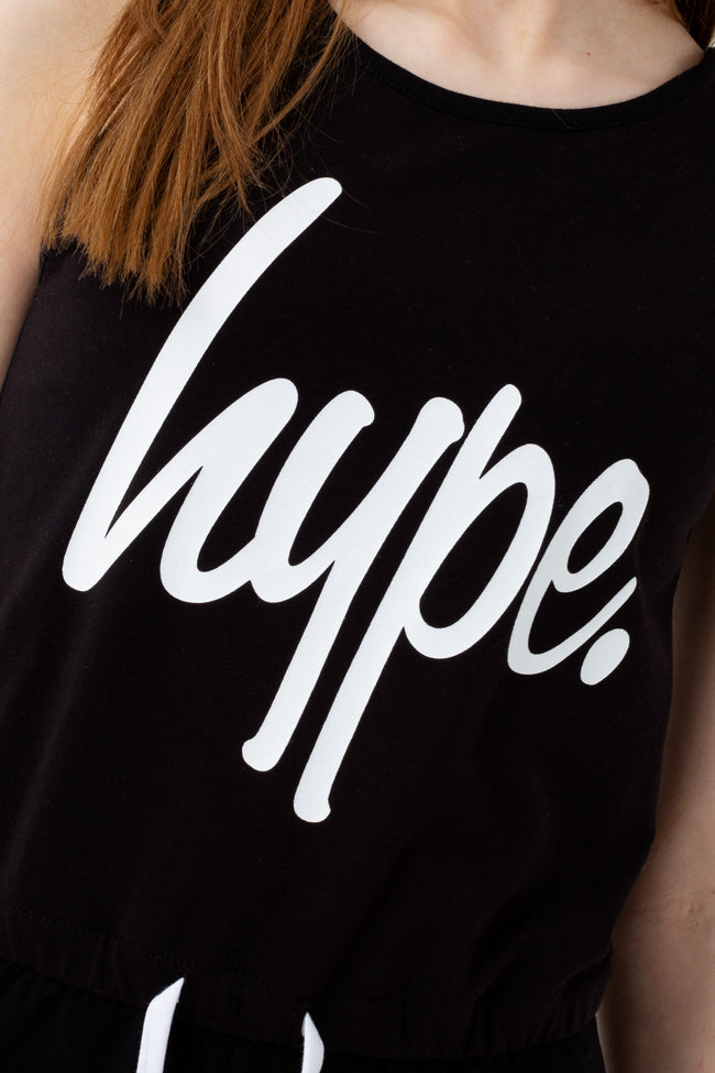 HYPE GIRLS BLACK SCRIPT PLAYSUIT