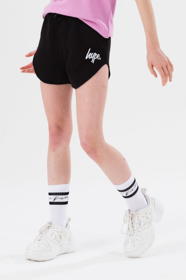 HYPE GIRLS BLACK SCRIPT RUNNER SHORTS