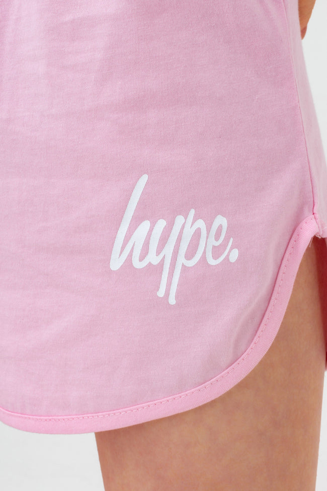 HYPE GIRLS PINK SCRIPT RUNNER SHORTS