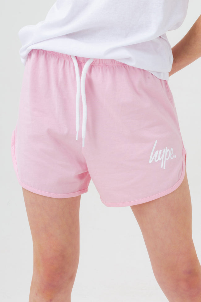 HYPE GIRLS PINK SCRIPT RUNNER SHORTS