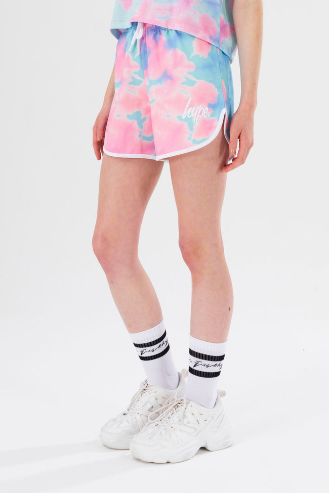 HYPE GIRLS MULTI DREAM SMUDGE SCRIPT RUNNING SHORTS