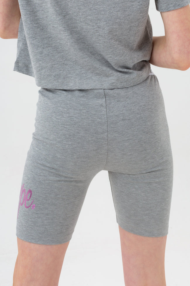 HYPE GIRLS GREY PRINCESS SCRIPT CYCLING SHORTS