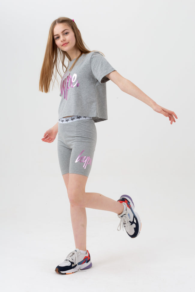 HYPE GIRLS GREY PRINCESS SCRIPT CYCLING SHORTS