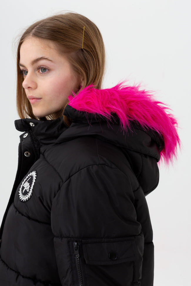 HYPE GIRLS BLACK BLOOM CREST EXPLORER JACKET