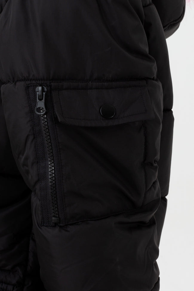 HYPE GIRLS BLACK BLOOM CREST EXPLORER JACKET