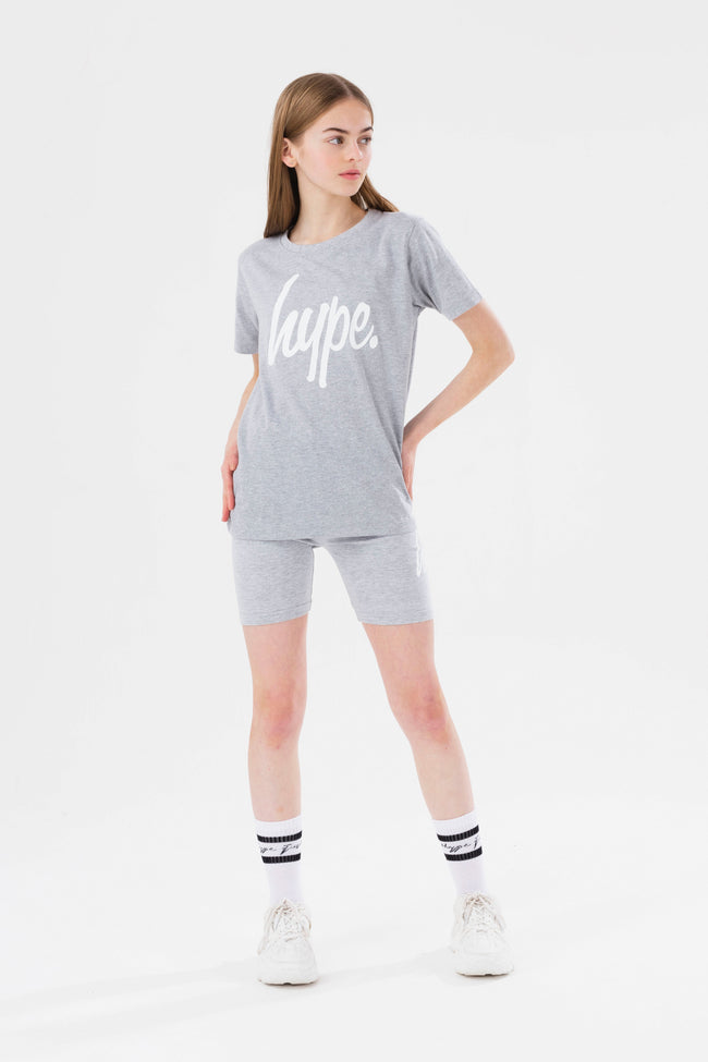 HYPE GIRLS GREY SCRIPT TEE AND SHORTS SET