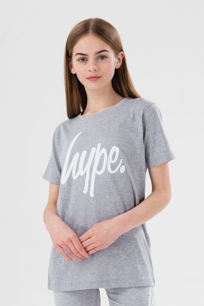 HYPE GIRLS GREY SCRIPT TEE AND SHORTS SET