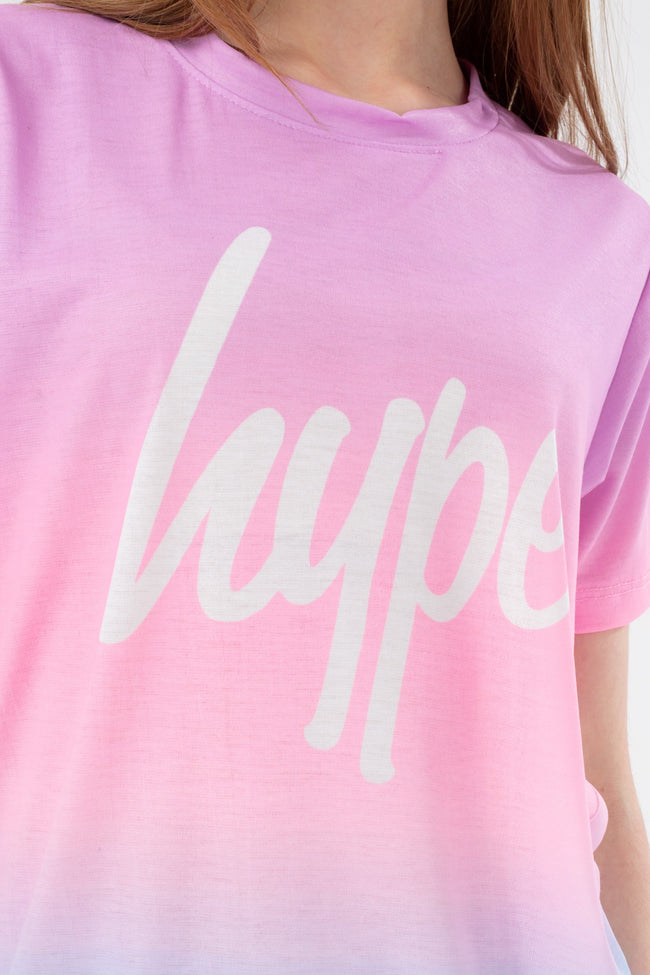 HYPE GIRLS MULTI MYKONOS FADE SCRIPT TEE AND LEGGINGS SET