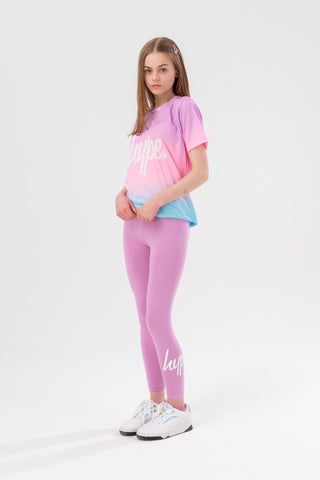 HYPE GIRLS MULTI MYKONOS FADE SCRIPT TEE AND LEGGINGS SET