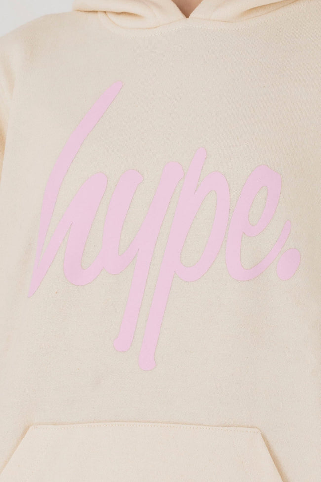 HYPE GIRLS ECRU SCRIPT HOODIE & JOGGERS SET