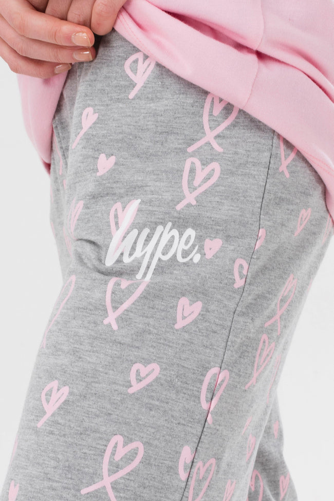 HYPE GIRLS PINK HEART SCRIPT LONG PJ'S