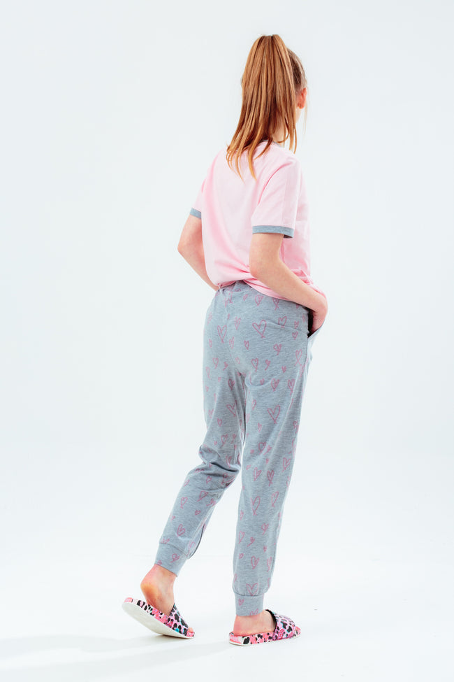 HYPE GIRLS PINK HEART SCRIPT LONG PJ'S