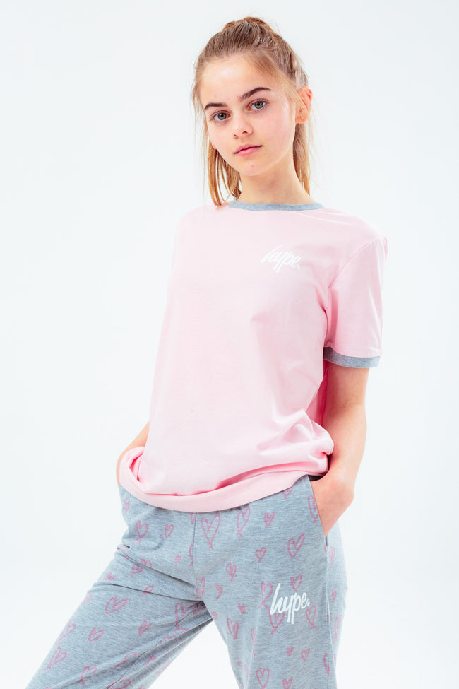 HYPE GIRLS PINK HEART SCRIPT LONG PJ'S