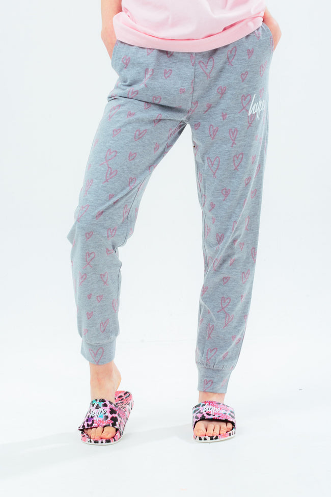 HYPE GIRLS PINK HEART SCRIPT LONG PJ'S