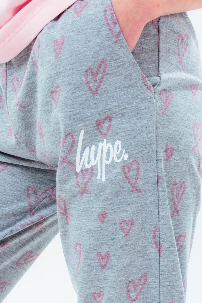 HYPE GIRLS PINK HEART SCRIPT LONG PJ'S