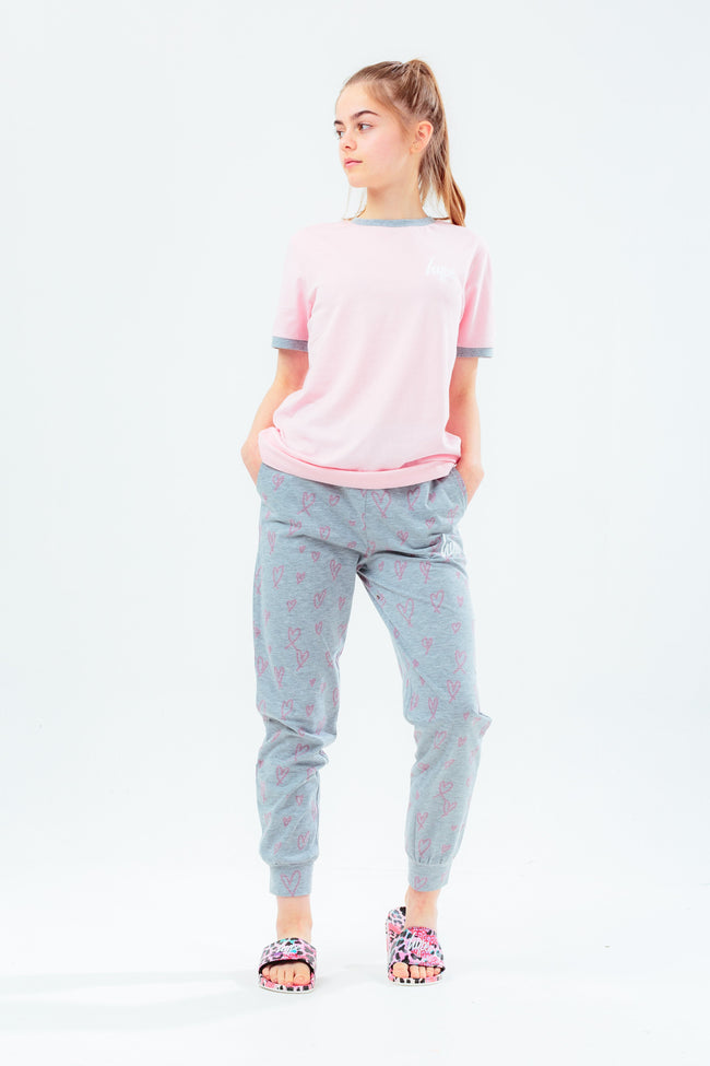 HYPE GIRLS PINK HEART SCRIPT LONG PJ'S